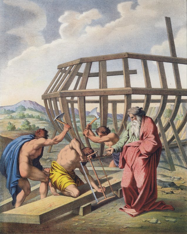 Noé supervisando la construcción del Arca de Raffaello Sanzio Raphael