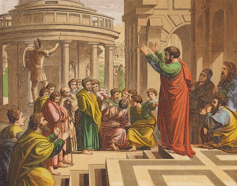 San Pablo predicando en Atenas (litografía en color) de Raphael (1483 1520) (after)