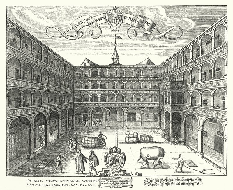 El Fondaco dei Tedeschi, sede de los comerciantes alemanes en Venecia de Raphael Custos