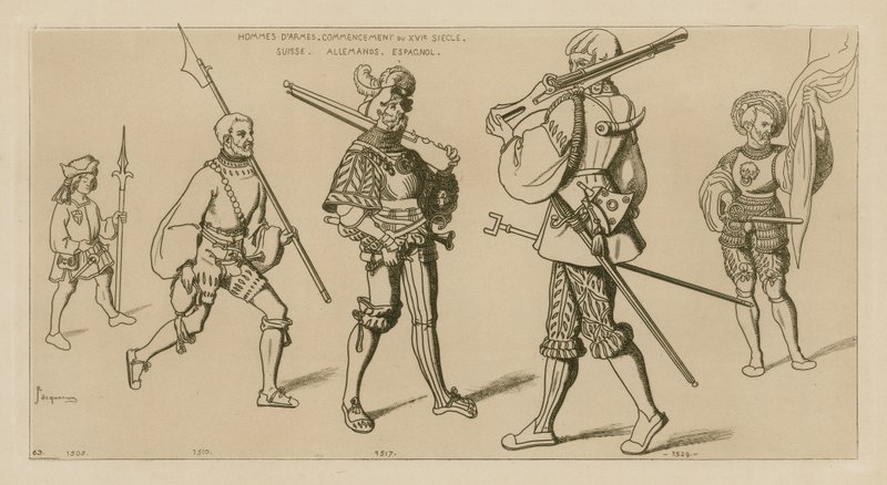 Hombres de armas, principios del siglo XVI de Raphael Jacquemin