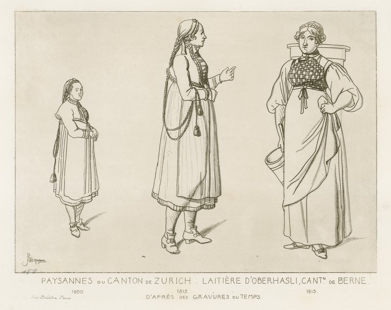 Campesinos del cantón de Zúrich y lechera de Oberhasli en el cantón de Berna de Raphael Jacquemin