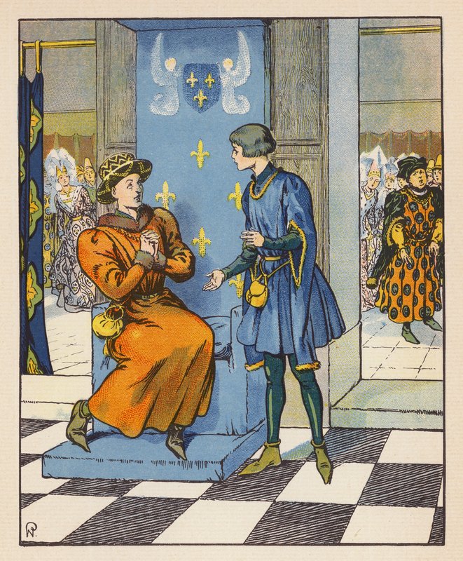 Conversation Secrete De Jeanne Avec Charles VII (litografía en color) de Raymond de la Neziere