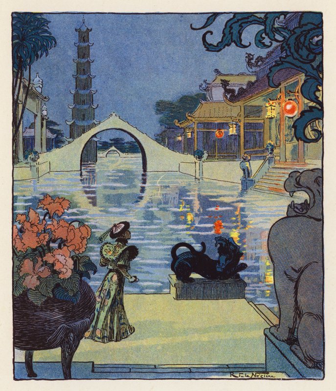 Les Mille et Une Nuits / Las mil y una noches (litografía en color) de Raymond de la Neziere