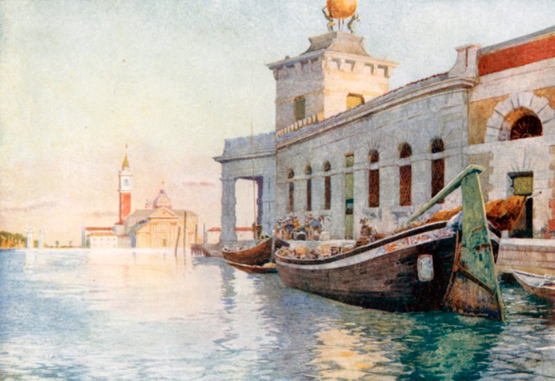 La Dogana (litografía en color) de Reginald Barratt