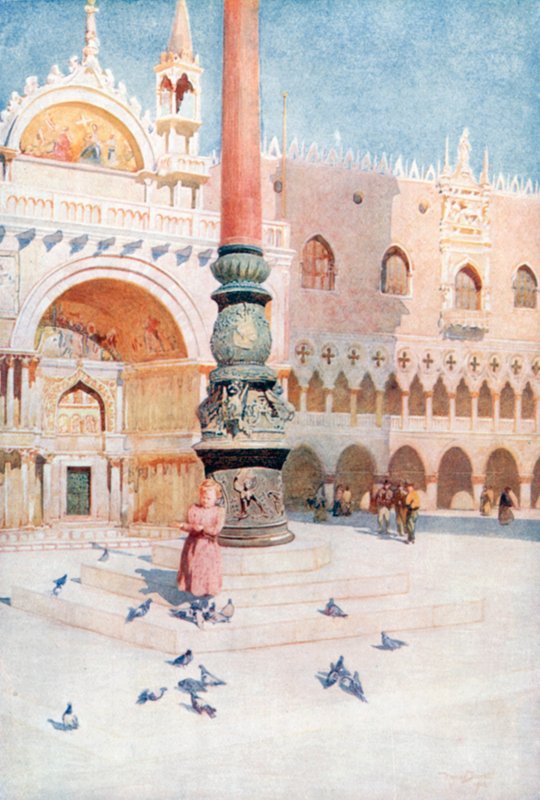 La sombra del Campanile (litografía en color) de Reginald Barratt