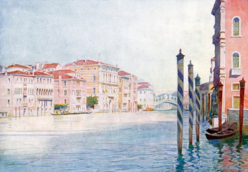 Vista del Gran Canal desde San Angelo (litografía en color) de Reginald Barratt