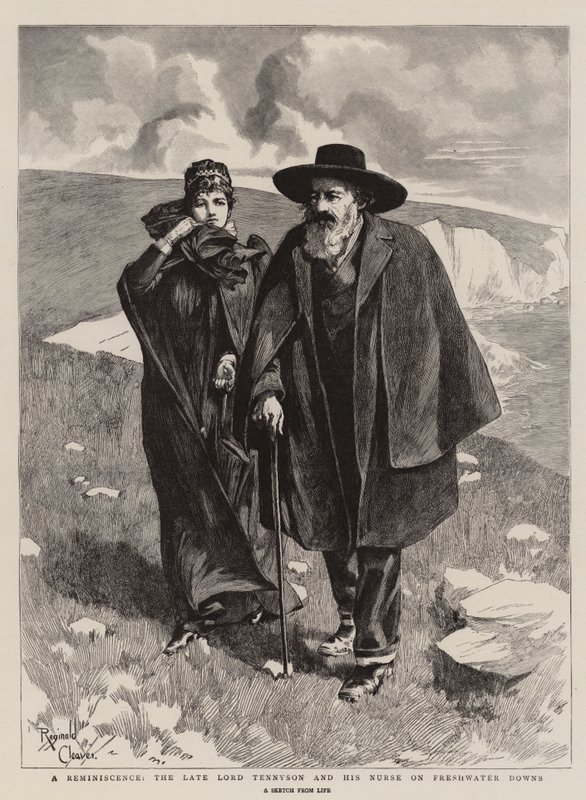 A Reminiscence, the Late Lord Tennyson and his Nurse on Freshwater Downs (grabado) de Reginald Thomas Cleaver