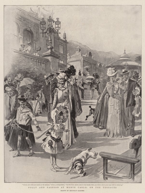 Locura y moda en Montecarlo, en las terrazas (litografía) de Reginald Thomas Cleaver