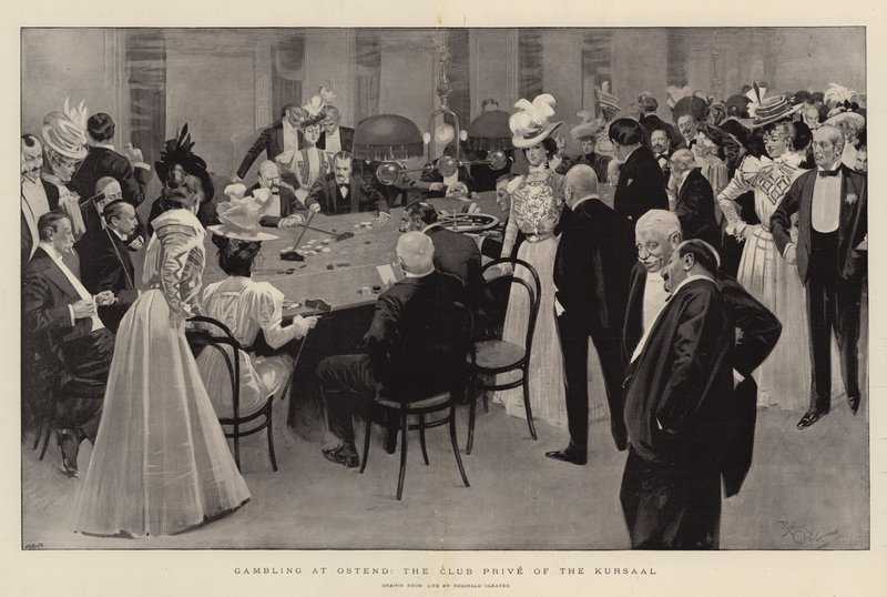 Juegos de azar en Ostende, el Club Prive del Kursaal (litografía) de Reginald Thomas Cleaver