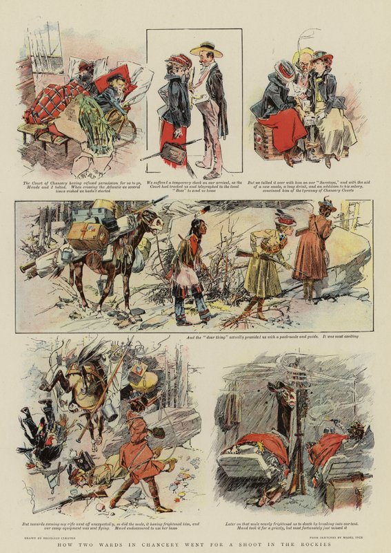 How Two Wards in Chancery went for a Shoot in the Rockies (litografía en color) de Reginald Thomas Cleaver