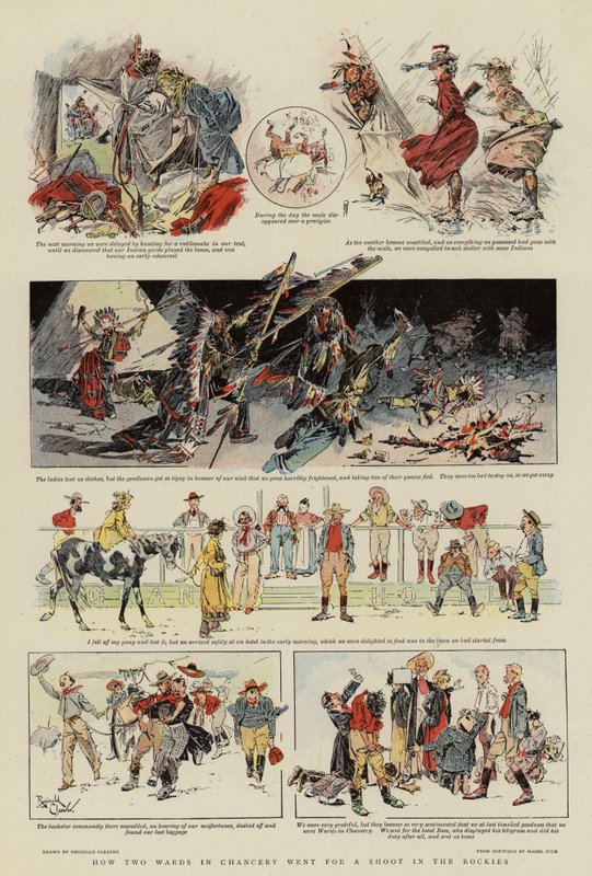 How Two Wards in Chancery went for a Shoot in the Rockies (litografía en color) de Reginald Thomas Cleaver