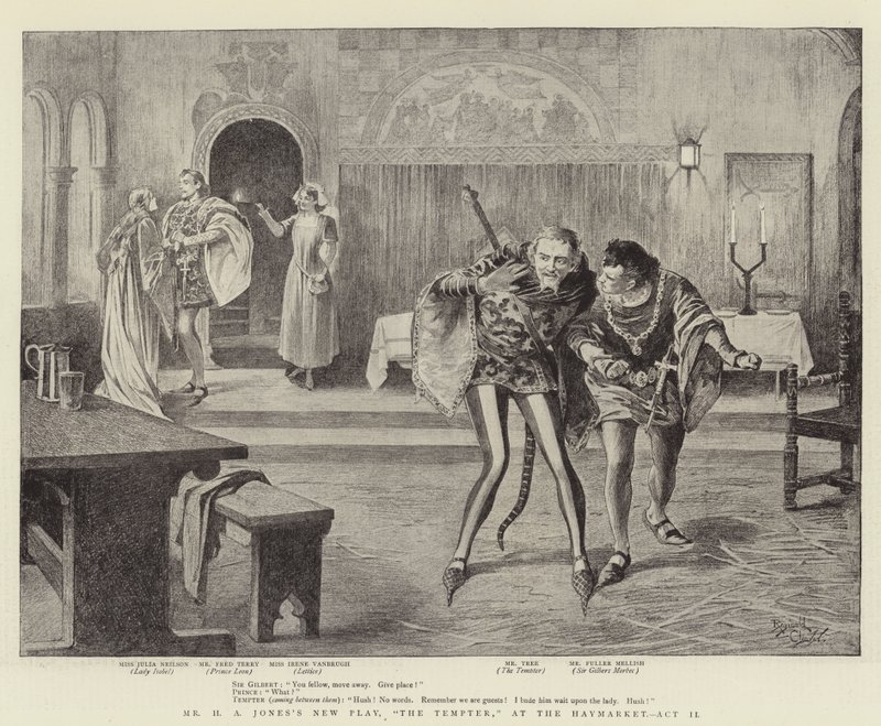 Nueva obra del Sr. H A Jones, "The Tempter", en el Haymarket, Acto II (litografía) de Reginald Thomas Cleaver
