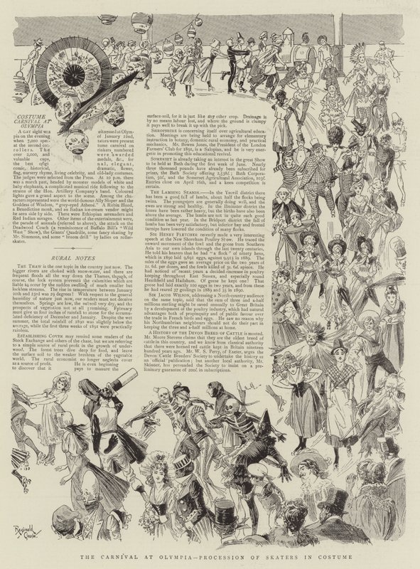 Carnaval de Olimpia, desfile de patinadores disfrazados (litografía) de Reginald Thomas Cleaver