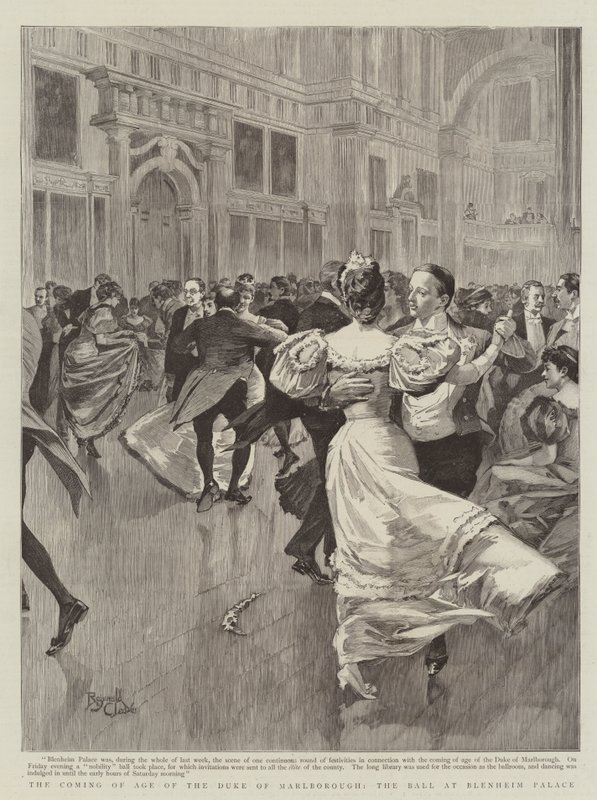 La mayoría de edad del duque de Marlborough, el baile en el palacio de Blenheim (grabado) de Reginald Thomas Cleaver