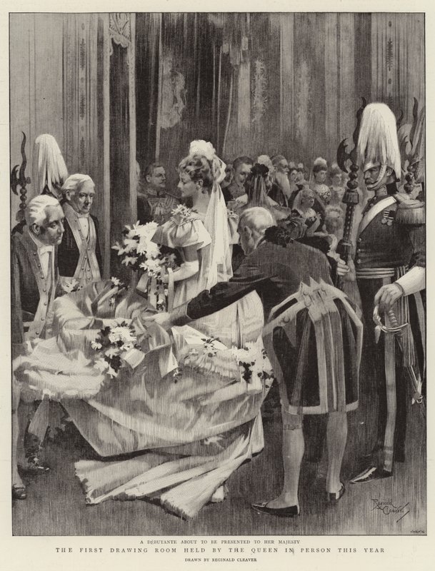 El Primer Salón de Dibujo celebrado por la Reina en Persona este año (litografía) de Reginald Thomas Cleaver