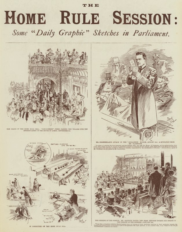 The Home Rule Session, Some "Daily Graphic" Sketches in Parliament (grabado) de Reginald Thomas Cleaver