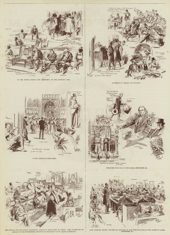 The Home Rule Session, Some "Daily Graphic" Sketches in Parliament (grabado) de Reginald Thomas Cleaver
