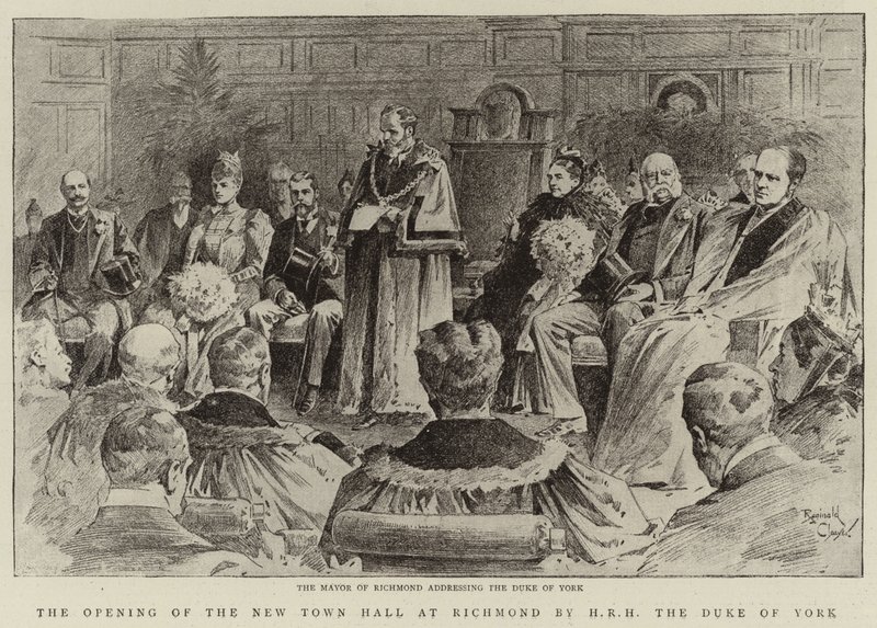 Inauguración del nuevo ayuntamiento de Richmond por S.A.R. el Duque de York (litografía) de Reginald Thomas Cleaver