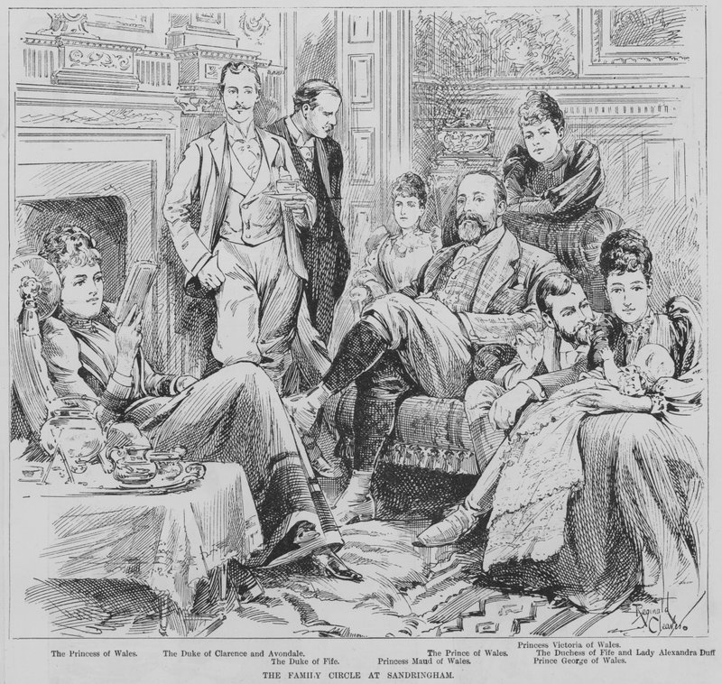 El Príncipe y la Princesa de Gales y miembros de su familia en Sandringham, Norfolk de Reginald Thomas Cleaver