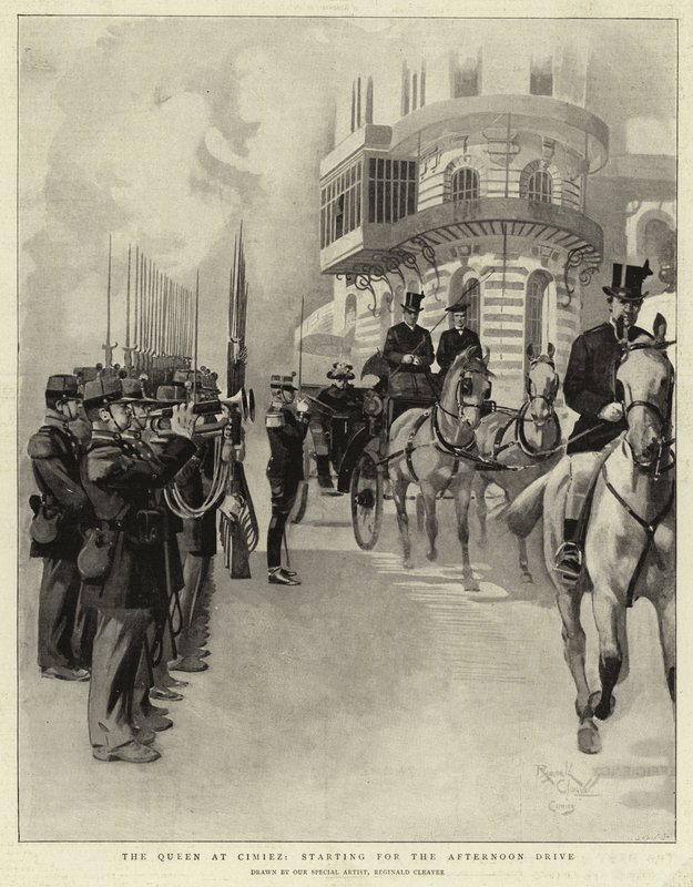 La Reina en Cimiez, salida para el Afternoon Drive (litografía) de Reginald Thomas Cleaver