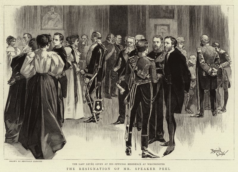 La dimisión del Sr. Speaker Peel (grabado) de Reginald Thomas Cleaver