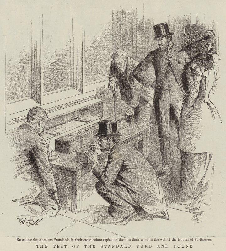 La prueba de la yarda y la libra estándar (litografía) de Reginald Thomas Cleaver