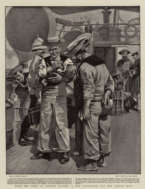 Con la flota en aguas chinas, una nueva ocupación para el "manitas" (litografía) de Reginald Thomas Cleaver