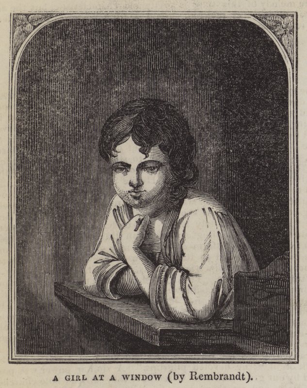 Una chica en una ventana de Rembrandt van Rijn