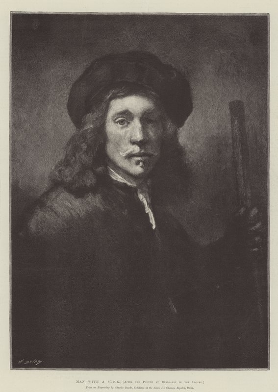 Hombre con un palo de Rembrandt van Rijn