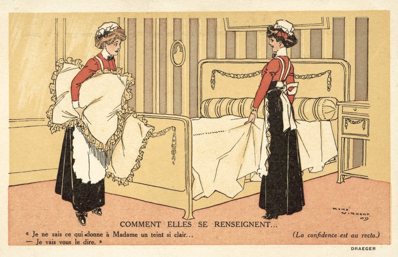 Dos criadas cambiando la ropa de cama de Rene Vincent