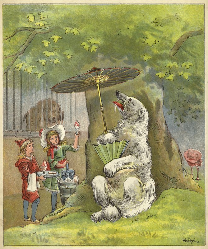 Oso polar siendo alimentado con helado por niños de Richard Andre