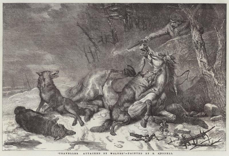 Viajero atacado por lobos de Richard Ansdell
