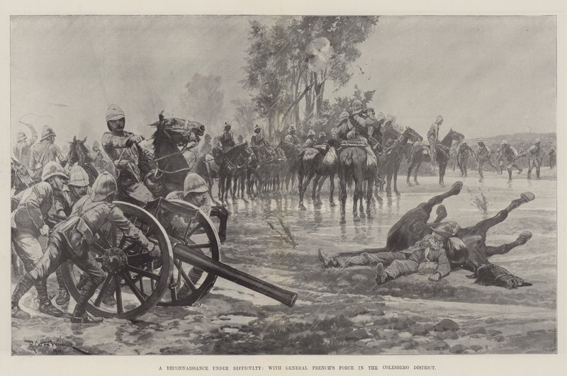 Un reconocimiento bajo dificultad, con la fuerza del General French en el distrito de Colesberg de Richard Caton Woodville junior