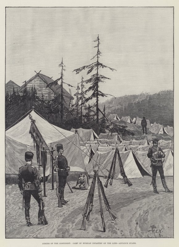 Ejércitos del Continente, Campamento de Infantería Rusa de Línea, Guardia Avanzada de Richard Caton Woodville junior