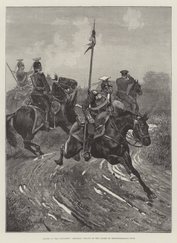 Ejércitos del continente, ulanos prusianos de la guardia en misión de reconocimiento de Richard Caton Woodville junior