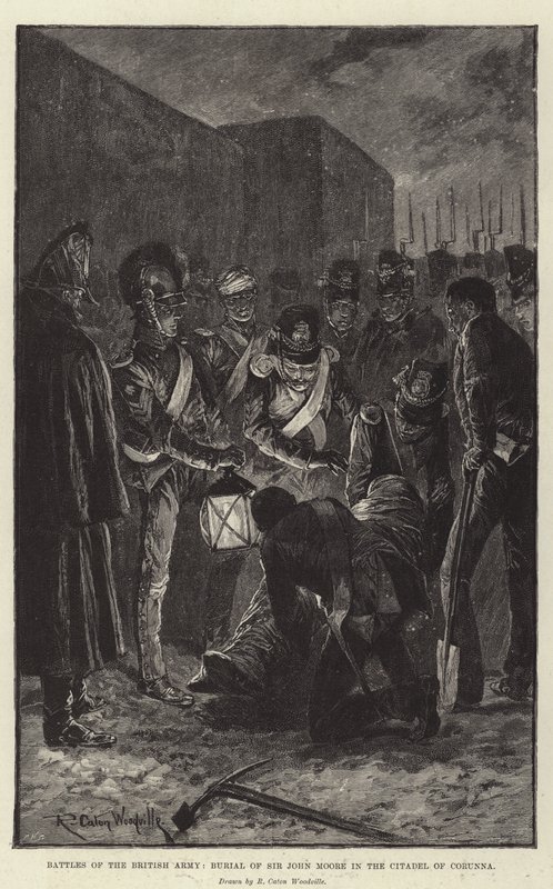 Batallas del Ejército Británico, Entierro de Sir John Moore en la Ciudadela de Corunna de Richard Caton Woodville junior