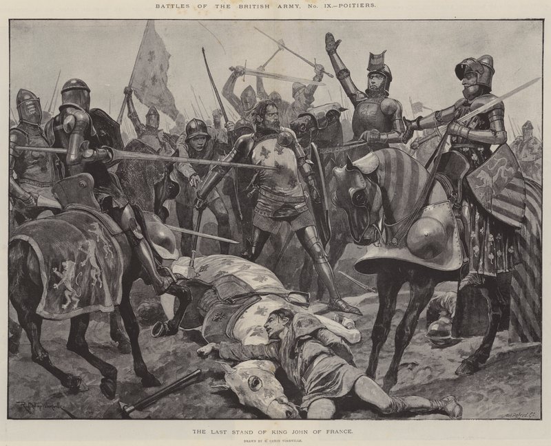 Batallas del ejército británico, Poitiers, la última resistencia del rey Juan de Francia de Richard Caton Woodville junior