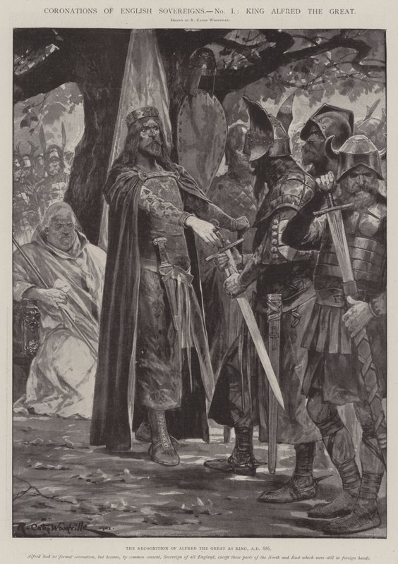 Coronaciones de soberanos ingleses, el rey Alfredo el Grande de Richard Caton Woodville junior