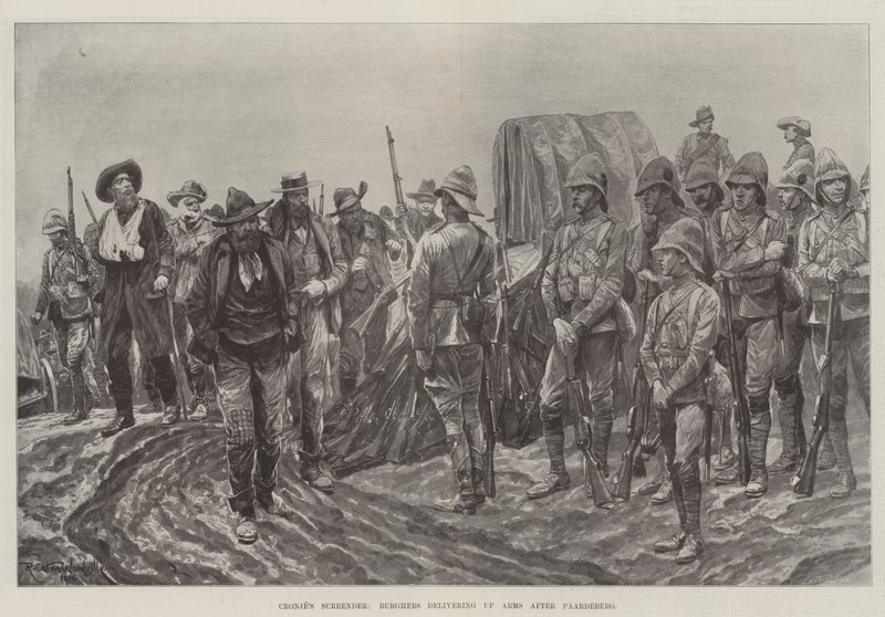 Rendición de Cronje, Bóers entregando las armas después de Paardeberg de Richard Caton Woodville junior