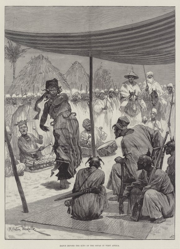 Danza ante el Rey de los Sofás en África Occidental de Richard Caton Woodville junior