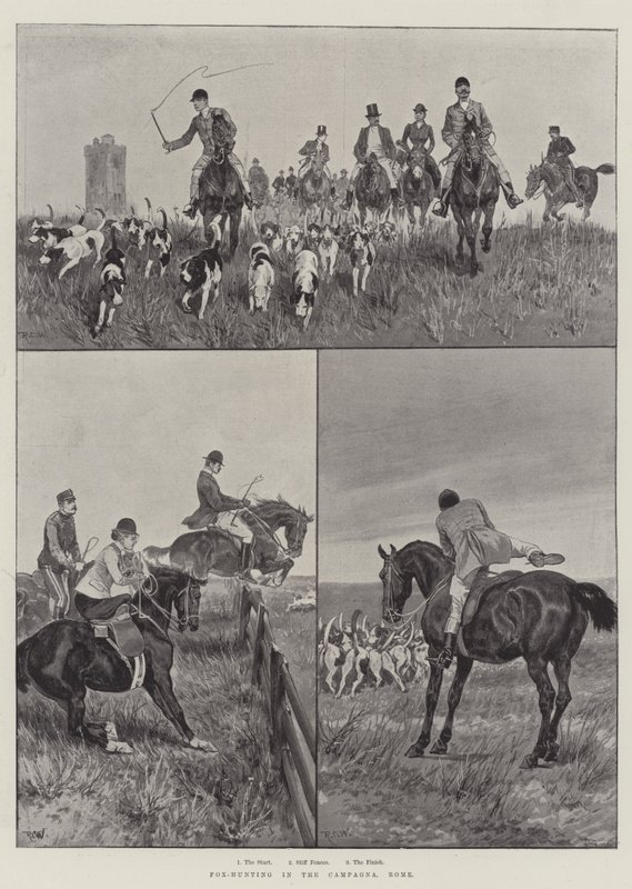Caza de zorros en la Campagna, Roma de Richard Caton Woodville junior