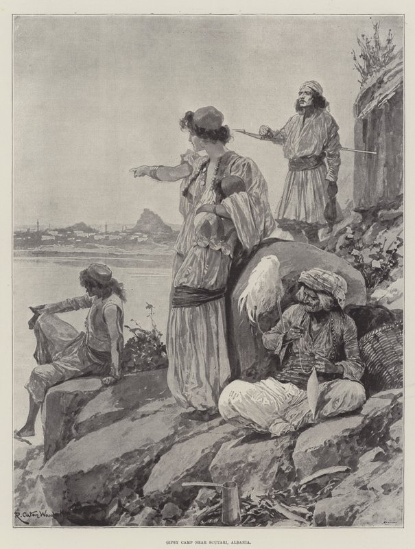 Campamento gitano cerca de Scutari, Albania de Richard Caton Woodville junior