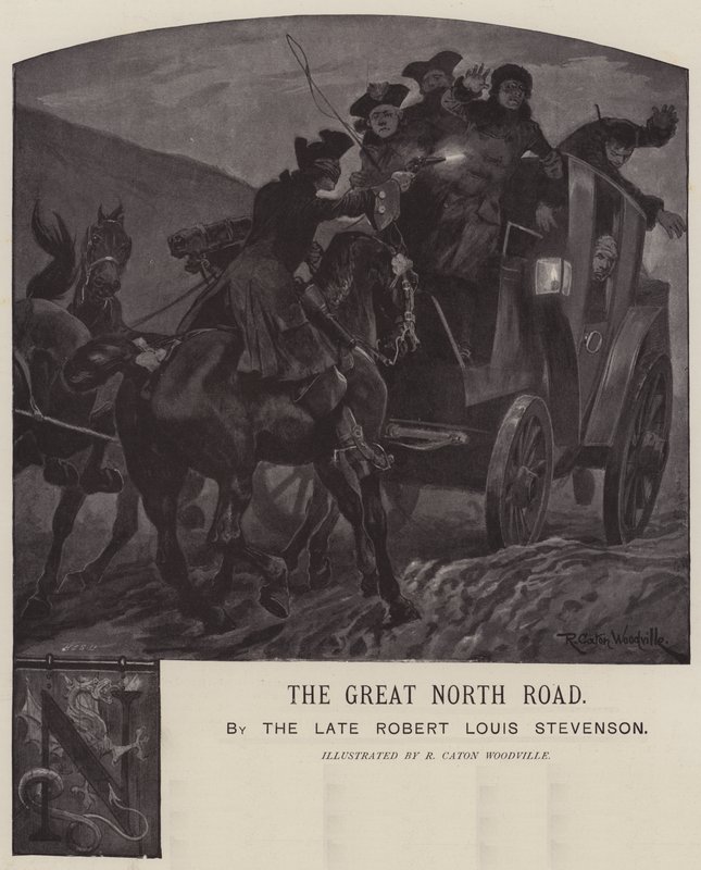 Ilustración para The Great North Road, por Robert Louis Stevenson de Richard Caton Woodville junior