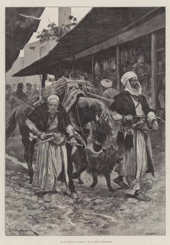 En un bazar albanés de Richard Caton Woodville junior