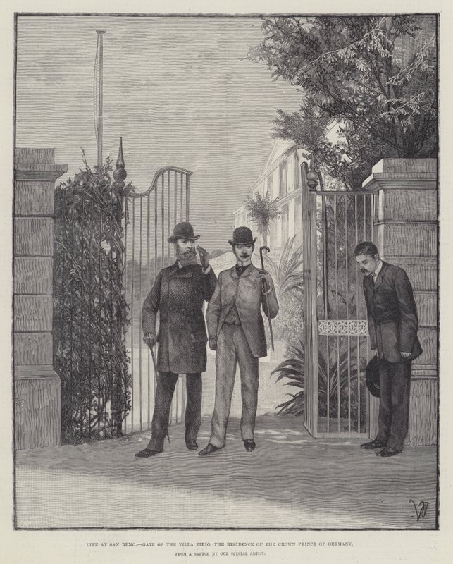Vida en San Remo, Puerta de la Villa Zirio, la residencia del Príncipe Heredero de Alemania de Richard Caton Woodville junior