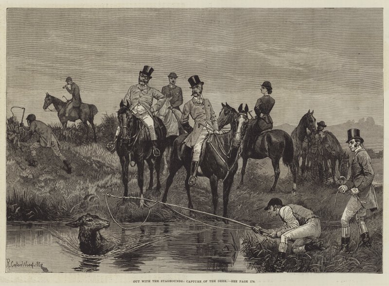 Con los sabuesos, captura del ciervo de Richard Caton Woodville junior