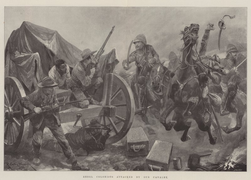 Colonos Rebeldes atacados por Nuestra Caballería de Richard Caton Woodville junior