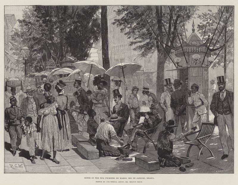 Escena en la Rua Primiero do Marzo, Río de Janeiro, Brasil de Richard Caton Woodville junior