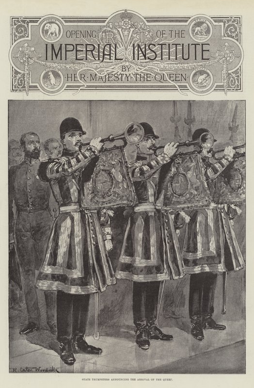 Trompetistas del estado anunciando la llegada de la Reina de Richard Caton Woodville junior