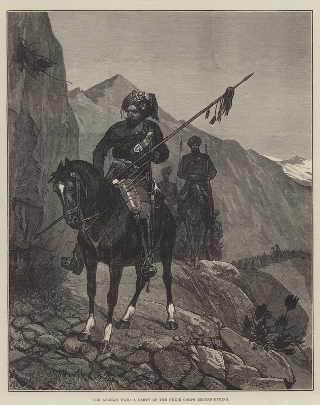La Guerra Afgana, un Grupo del Cuerpo de Guías Reconociendo de Richard Caton Woodville junior